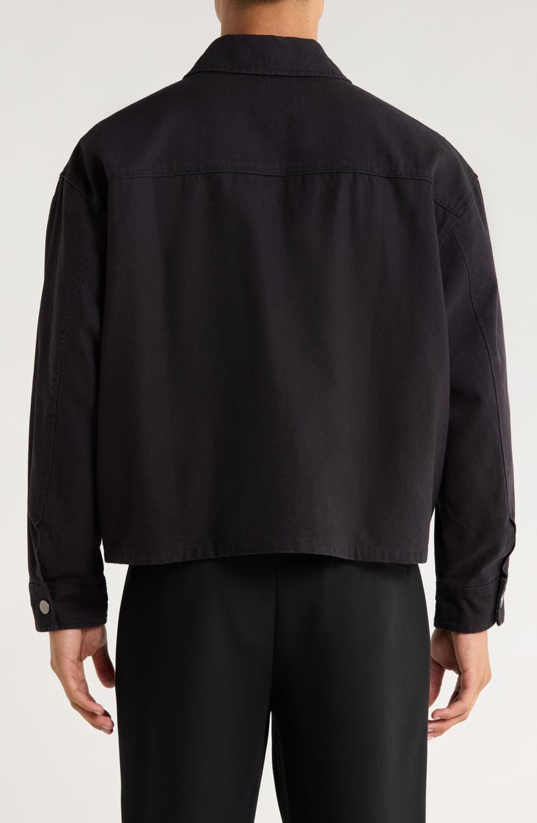 PacSun Process Long Sleeve Zip Front Cotton Denim Shirt, Alternate, color, Black