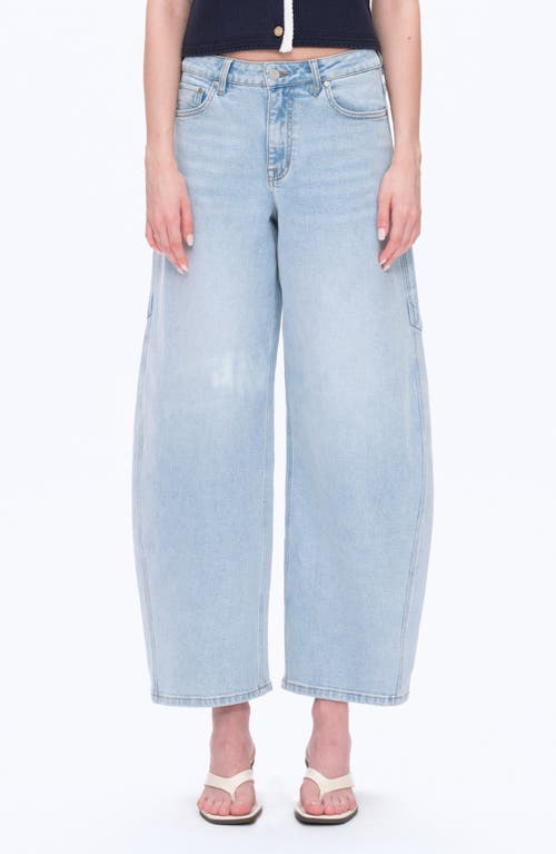 Bayeas Frayed Super High Waist Barrel Jeans In Blue