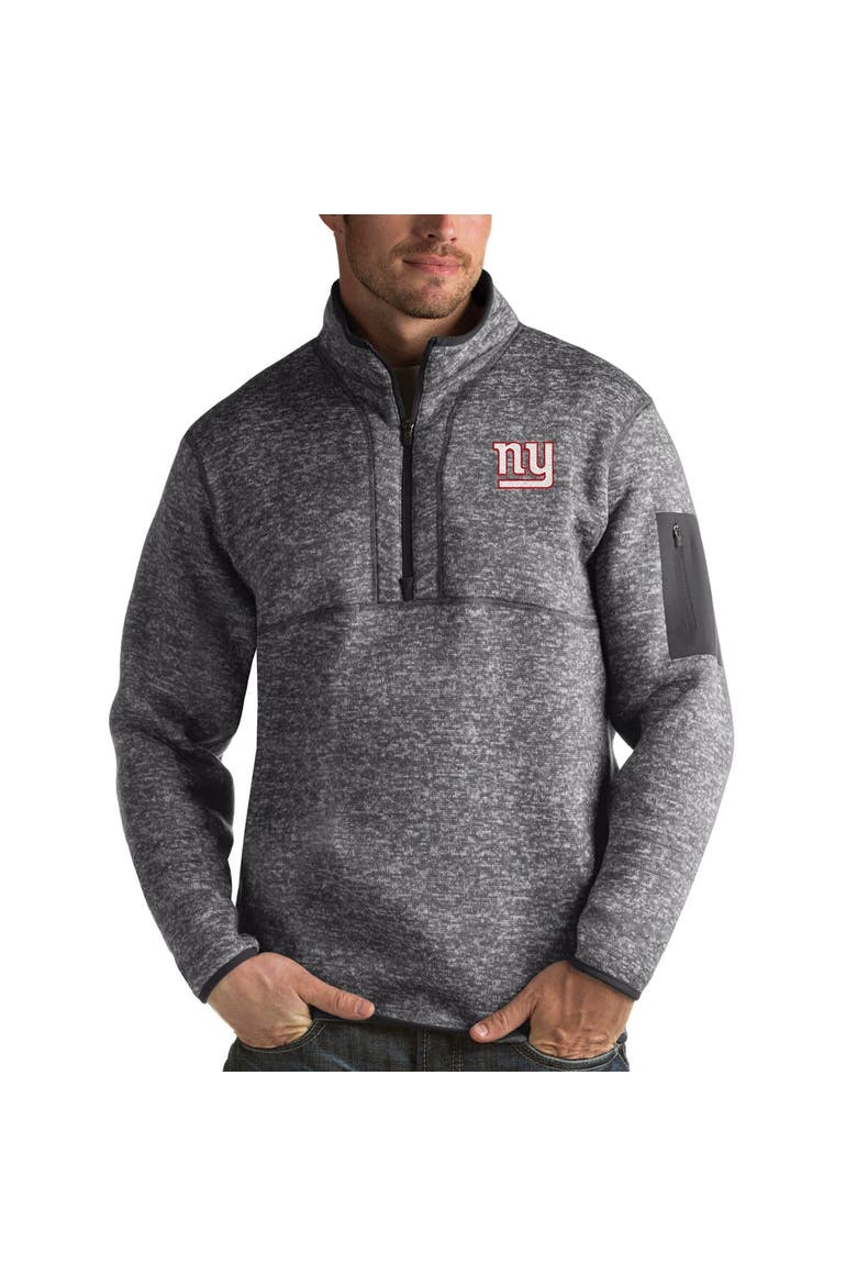 Men's Antigua Charcoal New York Giants Fortune Quarter-Zip Pullover Jacket, Main, color, Charcoal