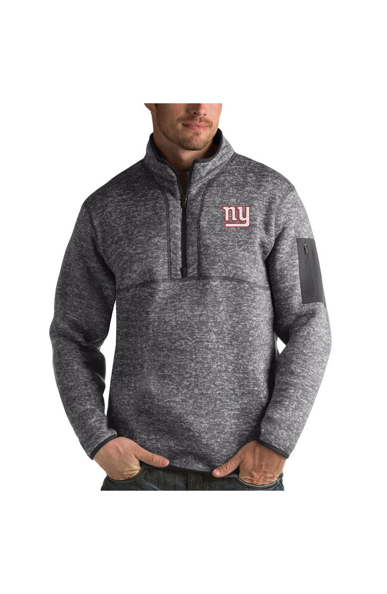 ANTIGUA Men's Antigua Charcoal New York Giants Fortune Quarter-Zip Pullover Jacket, Main, color, Charcoal