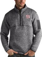 ANTIGUA Men's Antigua Charcoal New York Giants Fortune Quarter-Zip Pullover Jacket