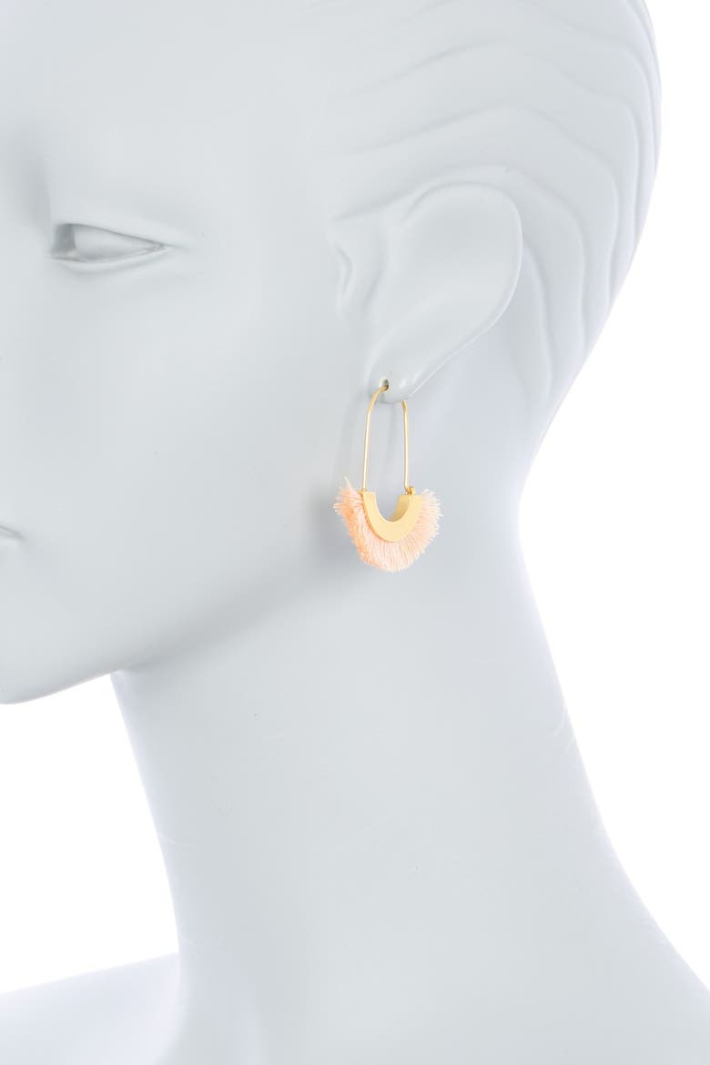Arc Wire Fringe Earrings, Alternate, color, PEACH CREAM