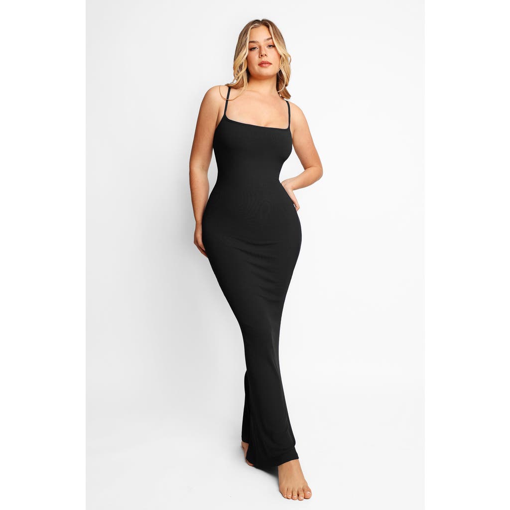 Shop Popilush Shapewear Modal Slimming Maxi Slip Dress In Midnight Black