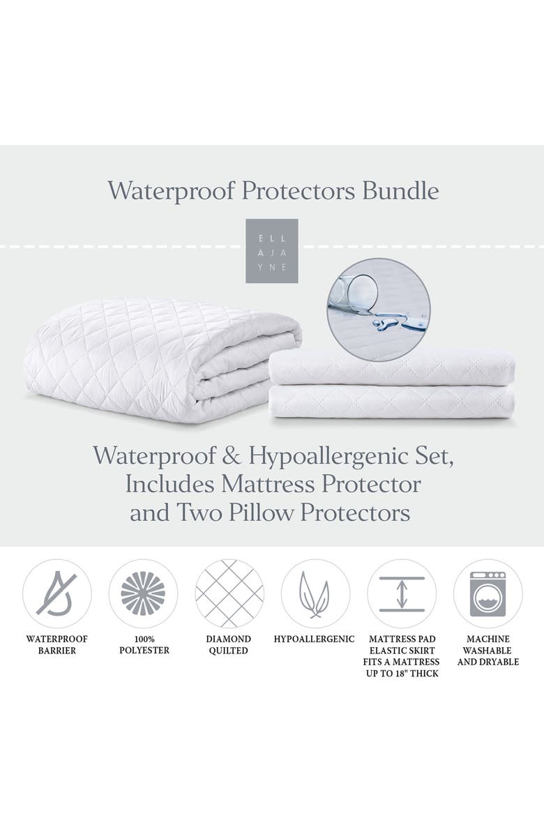 ELLA JAYNE HOME Waterproof & Hypoallergenic Mattress & Pillow Protector, Alternate, color, White