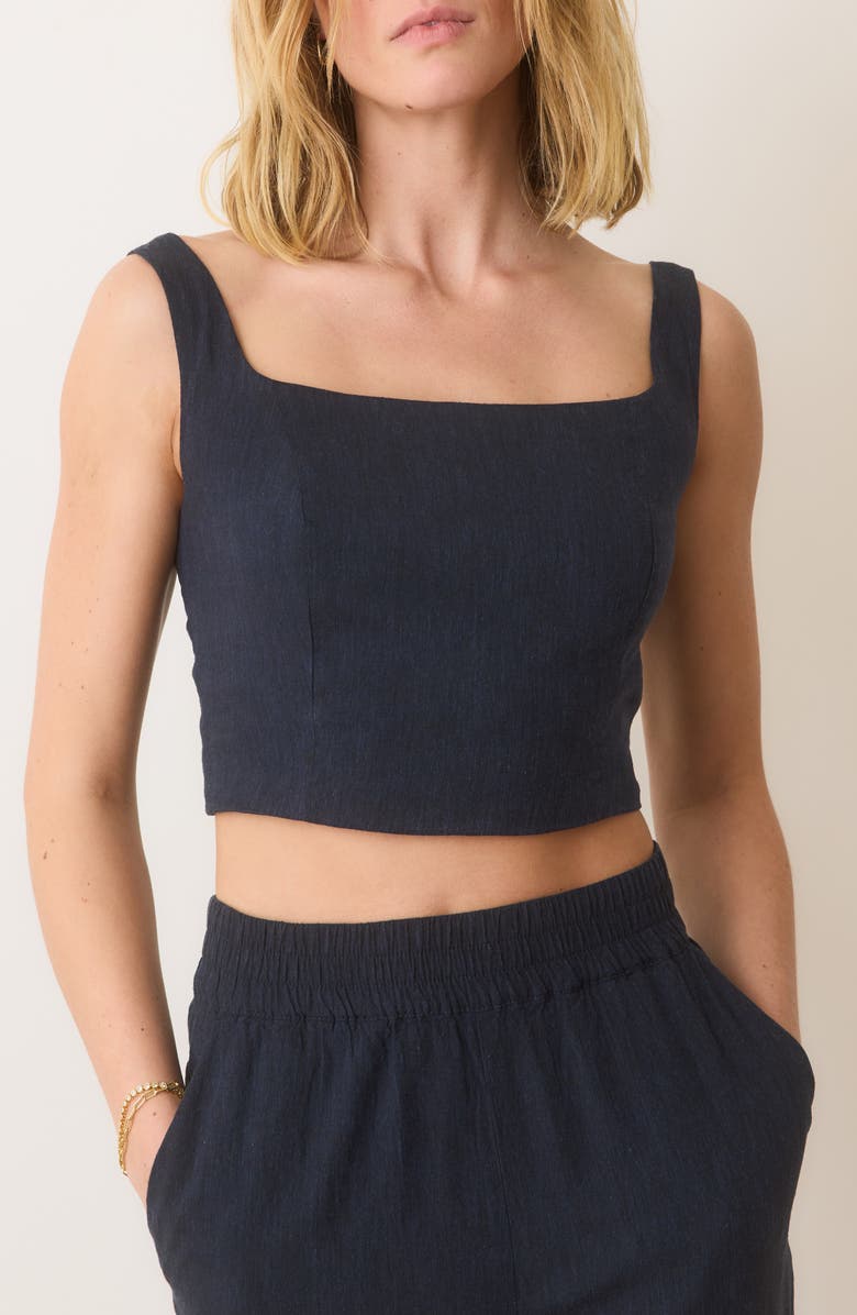 Marine Layer Zoe Crop Hemp Blend Camisole, Main, color, India Ink