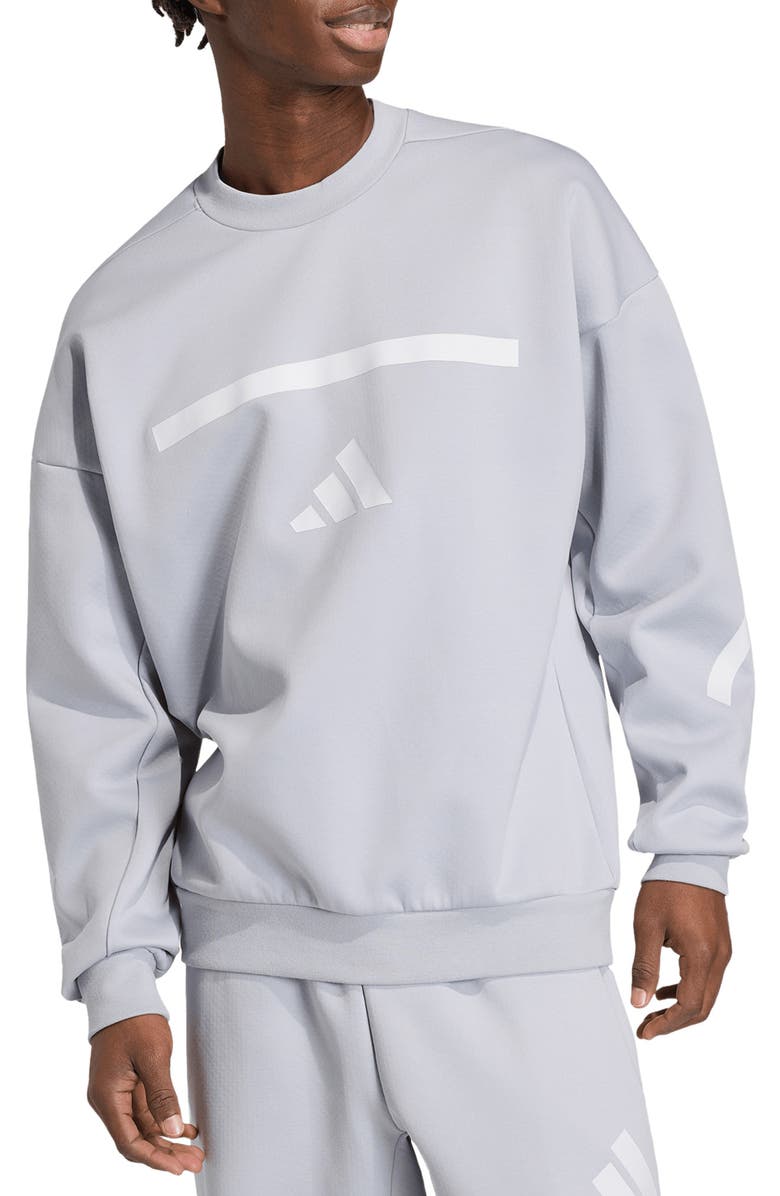 adidas Z.N.E. Oversize Sweatshirt, Main, color, Halo Silver/ /
