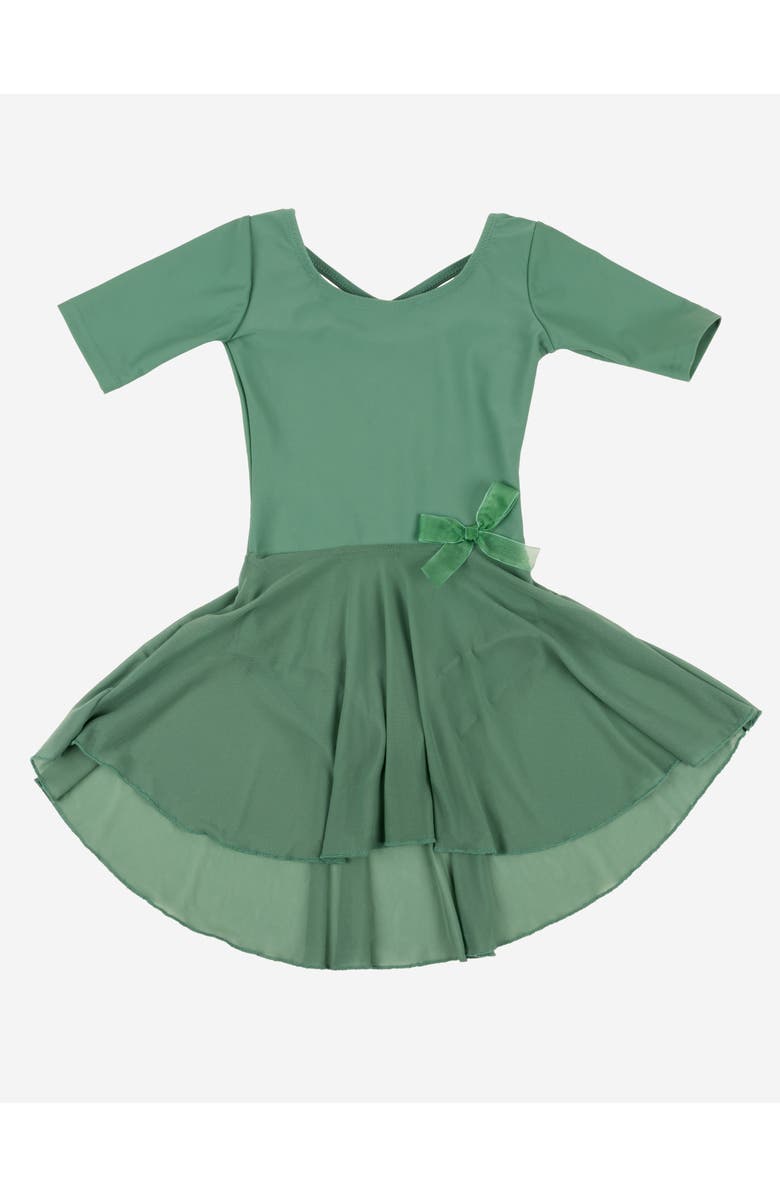 Leveret Girls Short Sleeve Skirted Leotard, Main, color, Green