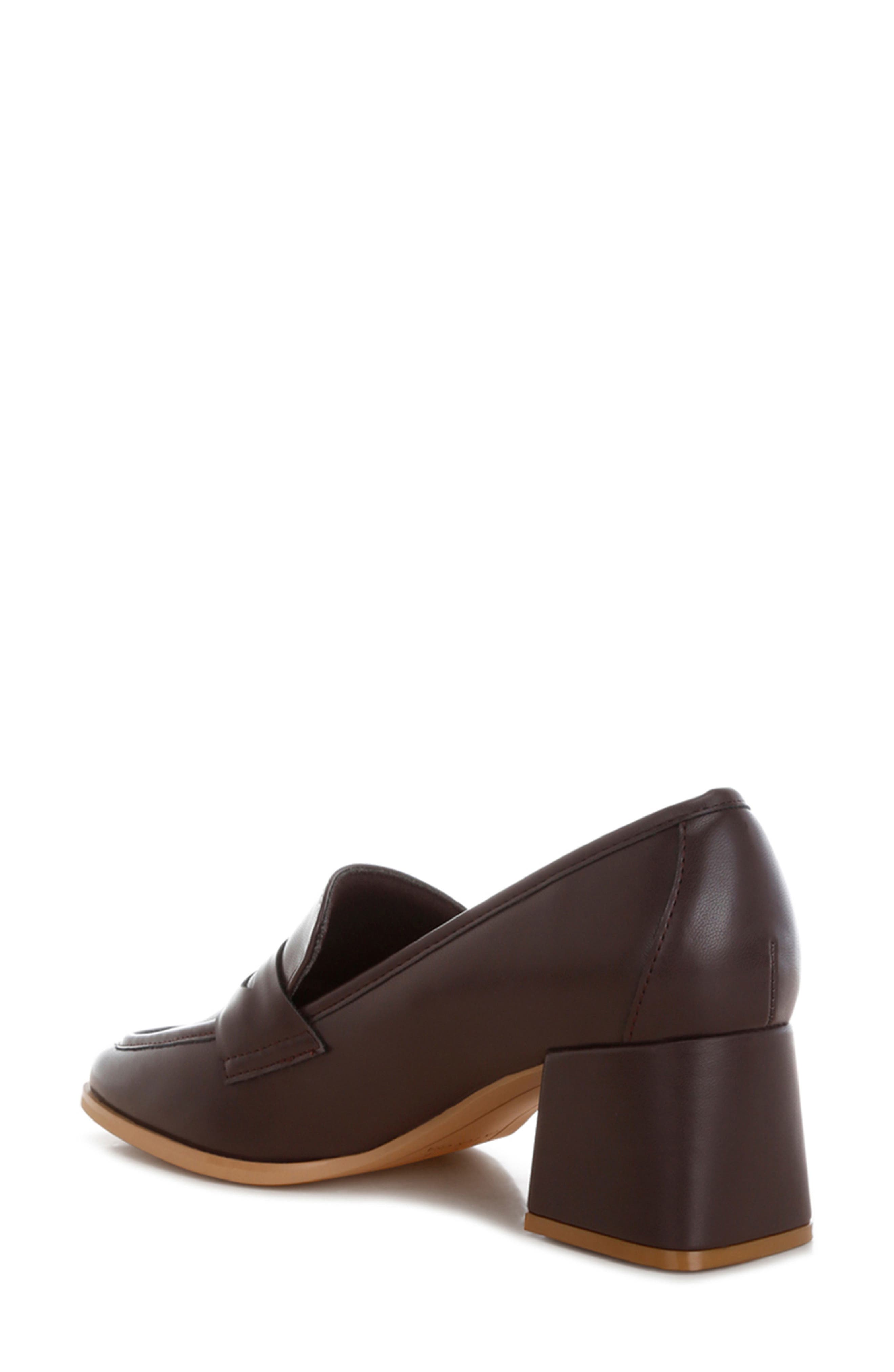 Sutapa Penny Strap Flared Block Heel Loafer, Alternate, color, BROWN