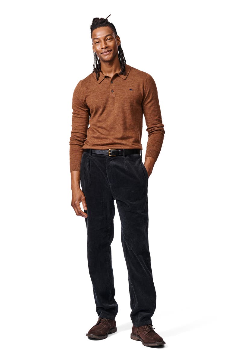 Aubin Chapel Merino Long Sleeve Polo, Alternate, color, Rust