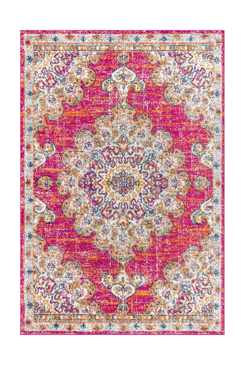 Bohemian FLAIR Boho Vintage Medallion Area Rug, Alternate, color, Pink/Cream