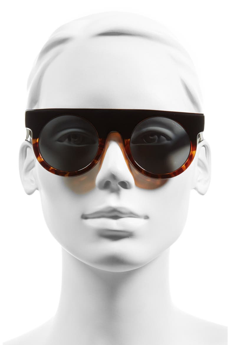 'Hippolyte' Shield Sunglasses, Alternate, color, BLACK/ TORTOISE