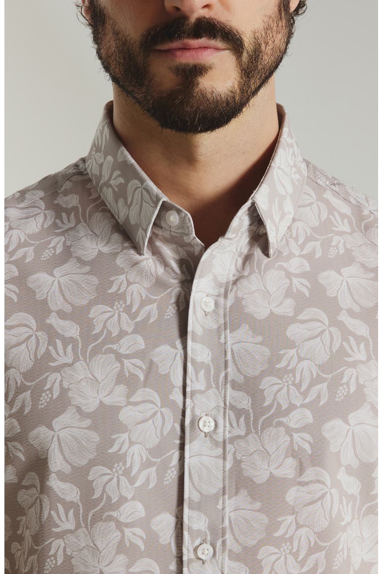 Lucien Floral Short Sleeve Button-Up Shirt, Alternate, color, TAUPE