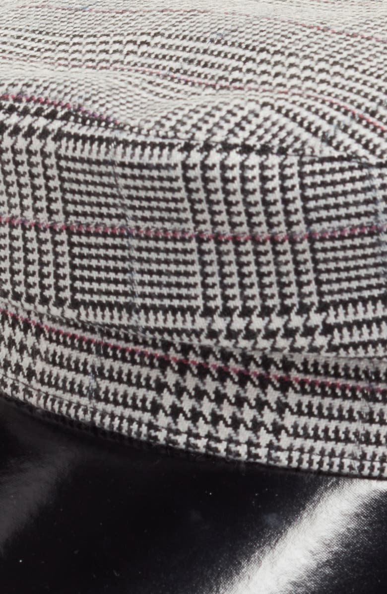 Leith Faux Leather & Glen Plaid Baker Boy Hat, Alternate, color, 