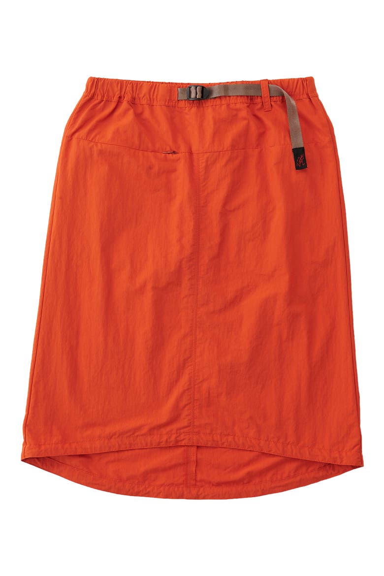 Packable Woven Midi Skirt, Alternate, color, ORANGE