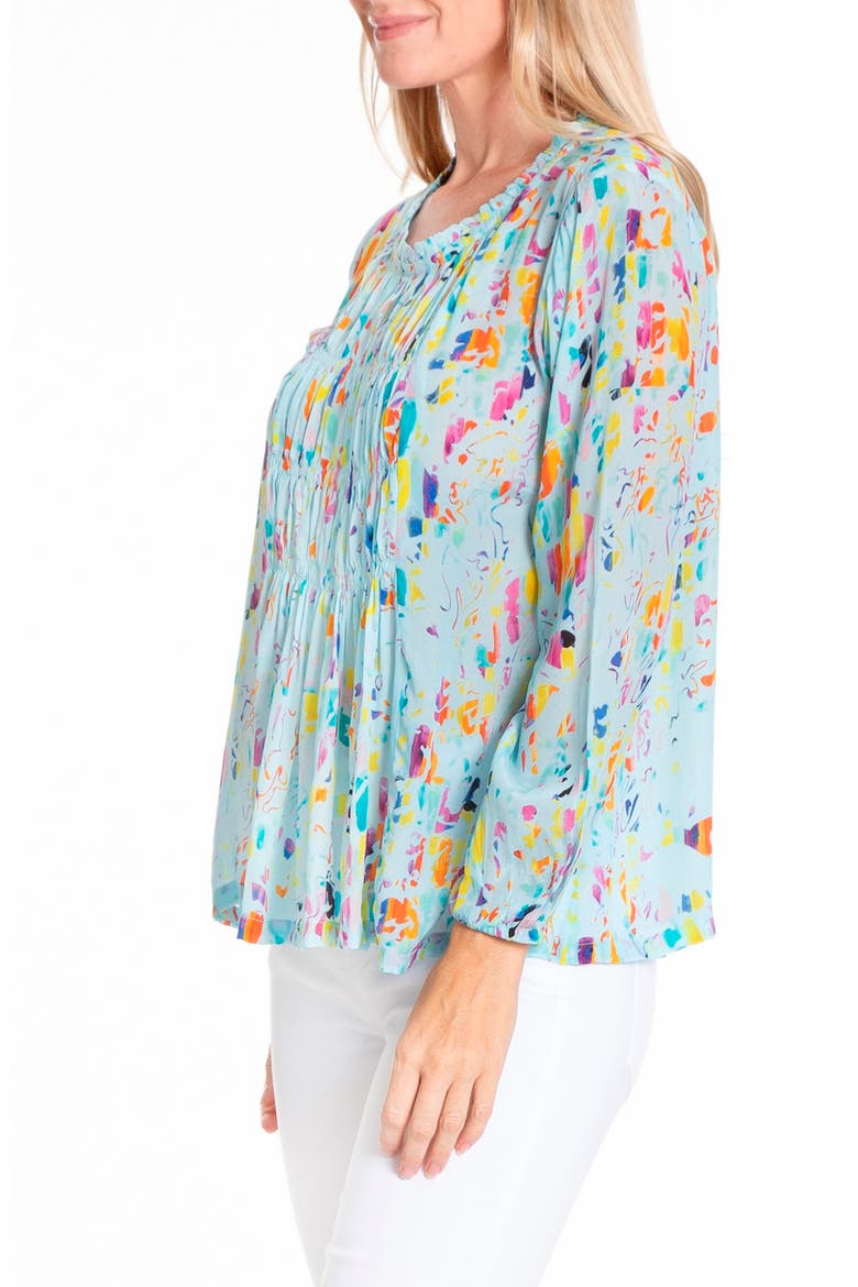 Smock Neck Top, Alternate, color, TURQUOISE MULTI