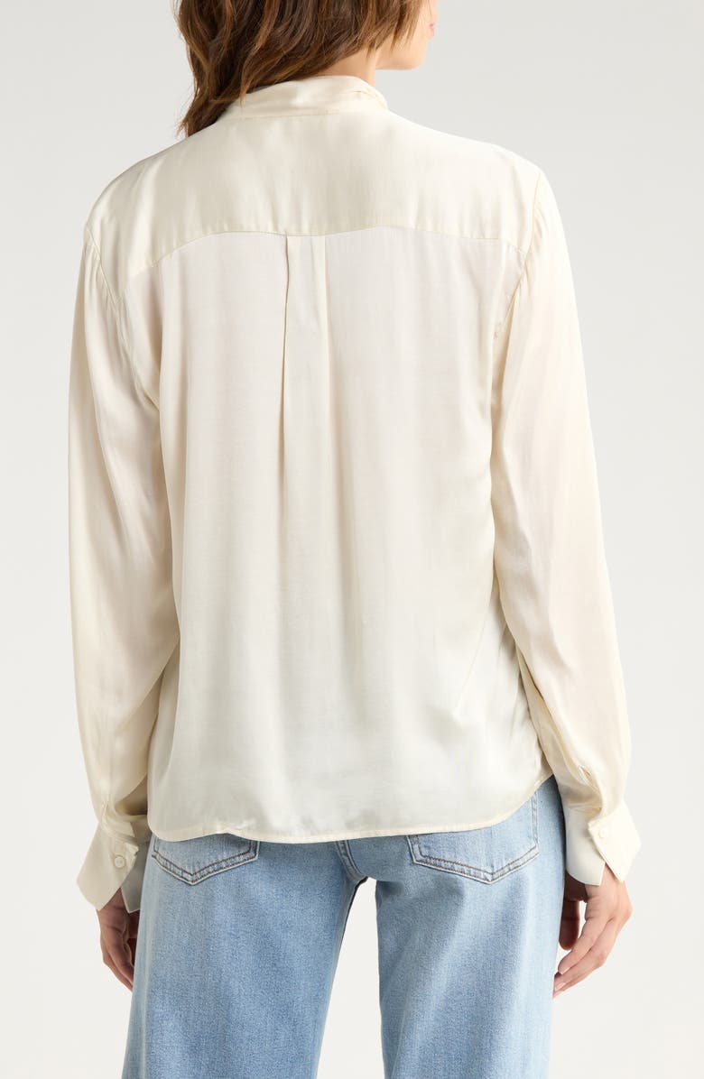 ASTR the Label Mabry Tie Neck Long Sleeve Satin Top, Alternate, color, Cream