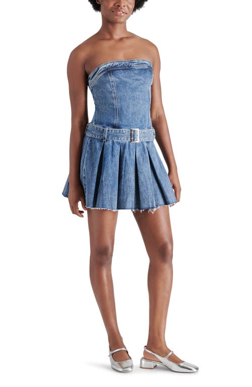 Steve Madden Rowe Strapless Denim Minidress In Blue Denim