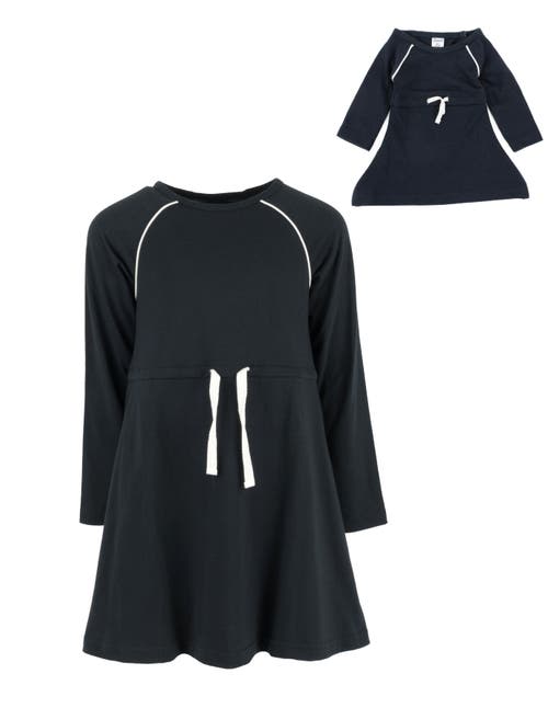 Leveret Girls Bow Tie Dress With Matching Doll Dress In Black