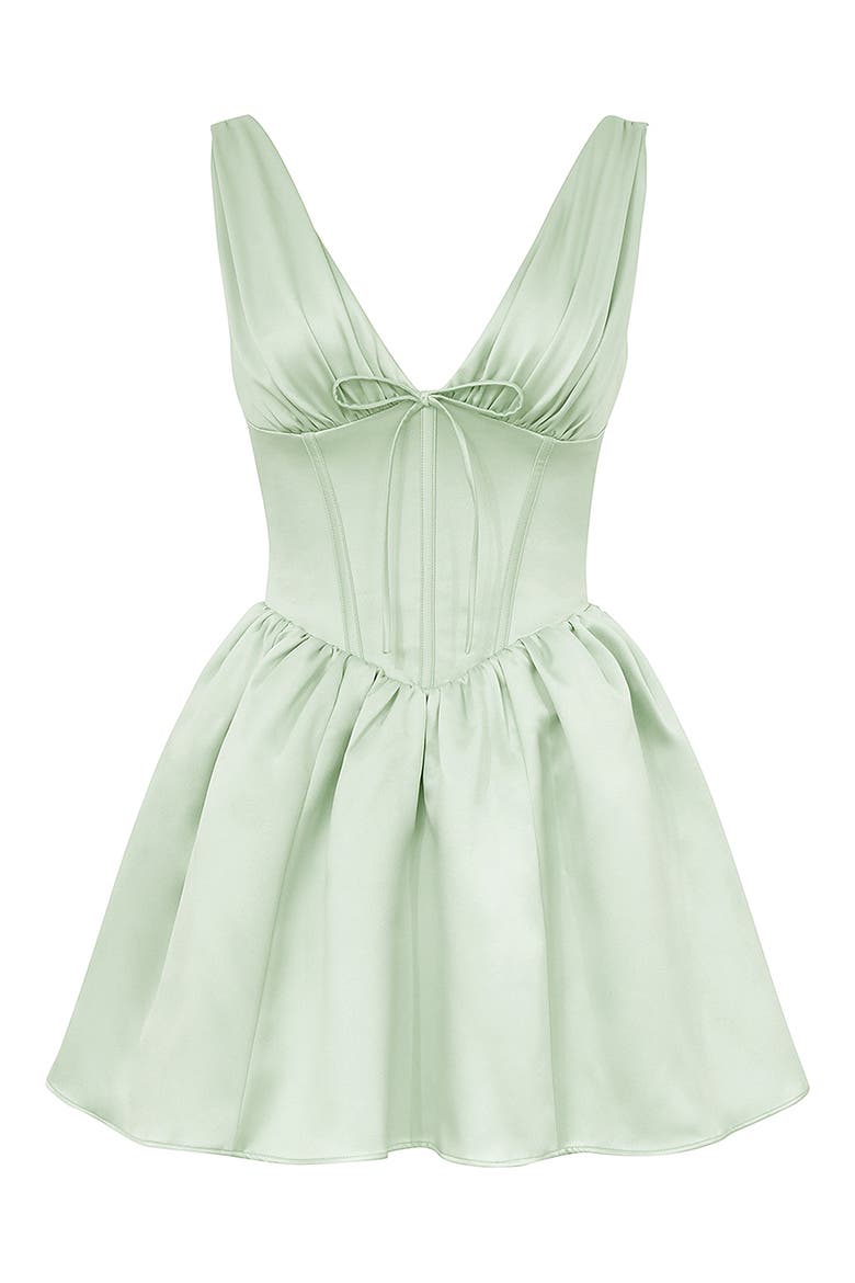 Emmeliette Satin Minidress, Alternate, color, PISTACHIO