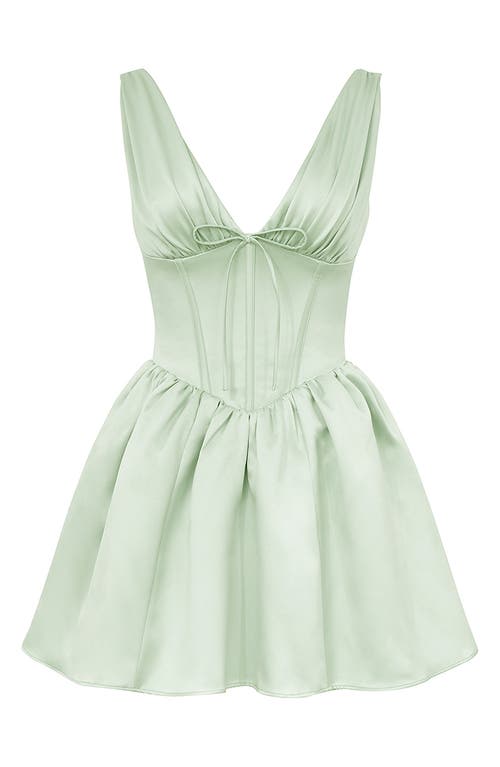 House Of Cb Emmeliette Satin Minidress In Pistachio