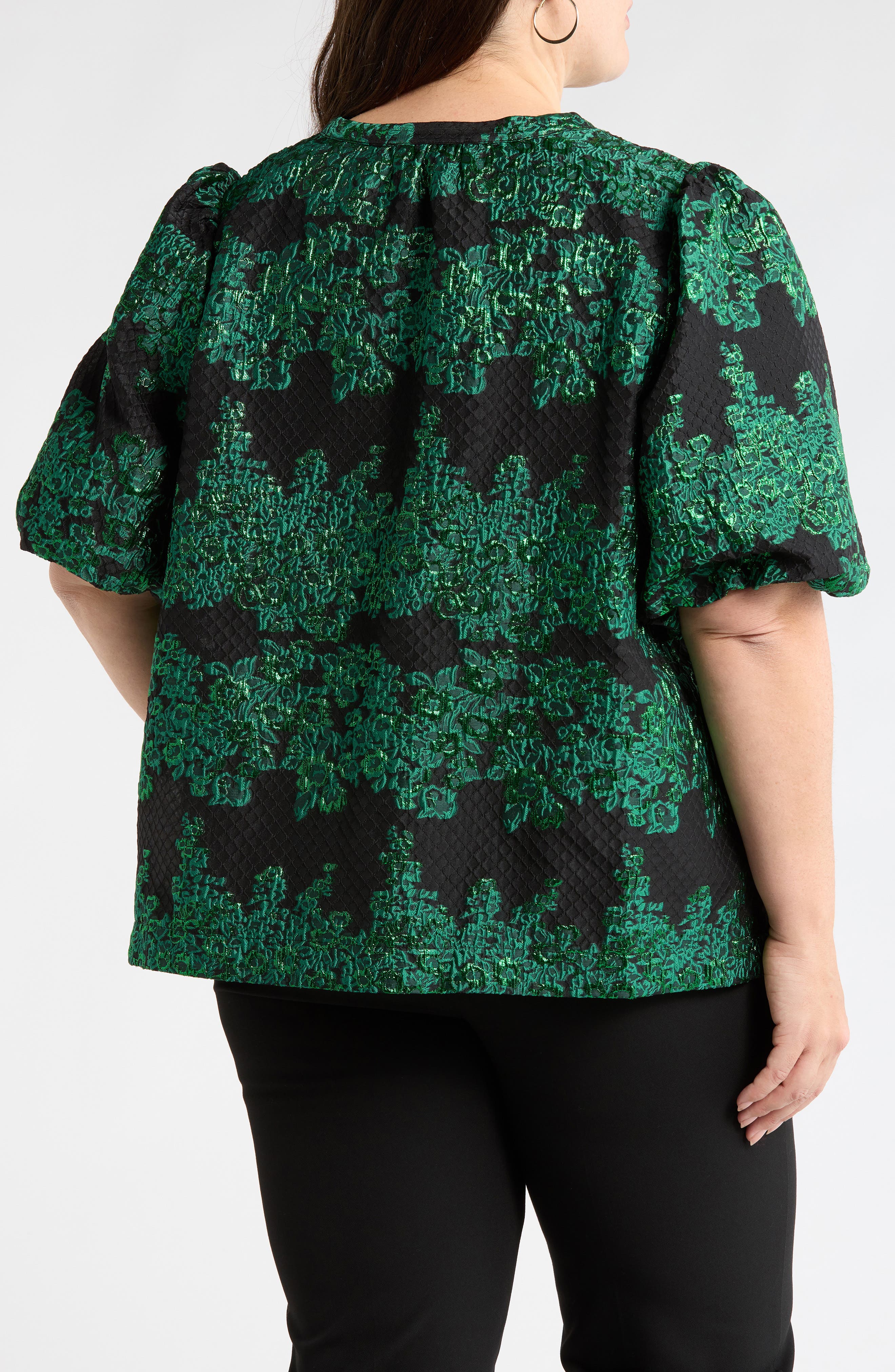 Elyna Jacquard Tavia Split Neck Top - image 2