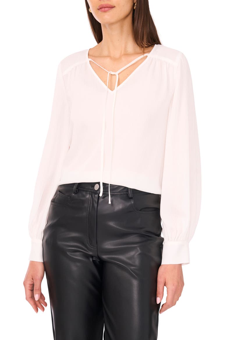 Split Neck Satin Top, Main, color, NEW IVORY