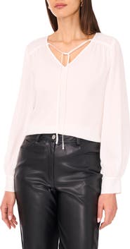 Vince Camuto Split Neck Satin Top