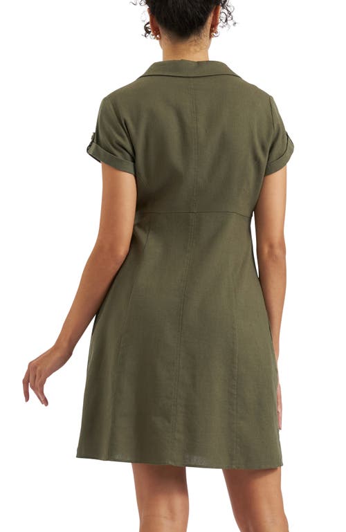 Ripe Maternity Colette Tie Up Dark Blue Linen Nursing Dress For Summer In Green