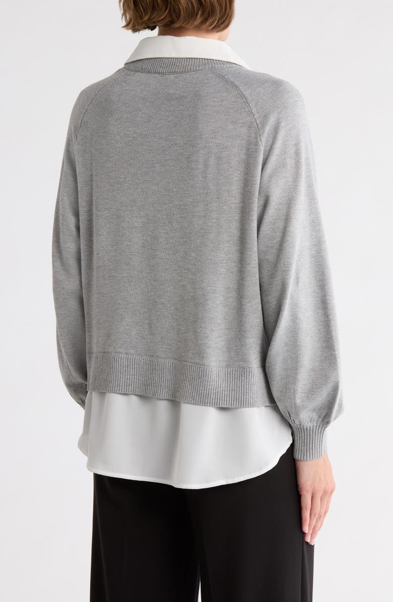 Adrianna Papell Mixed Media Sweater, Alternate, color, Heather Gray/ Ivory