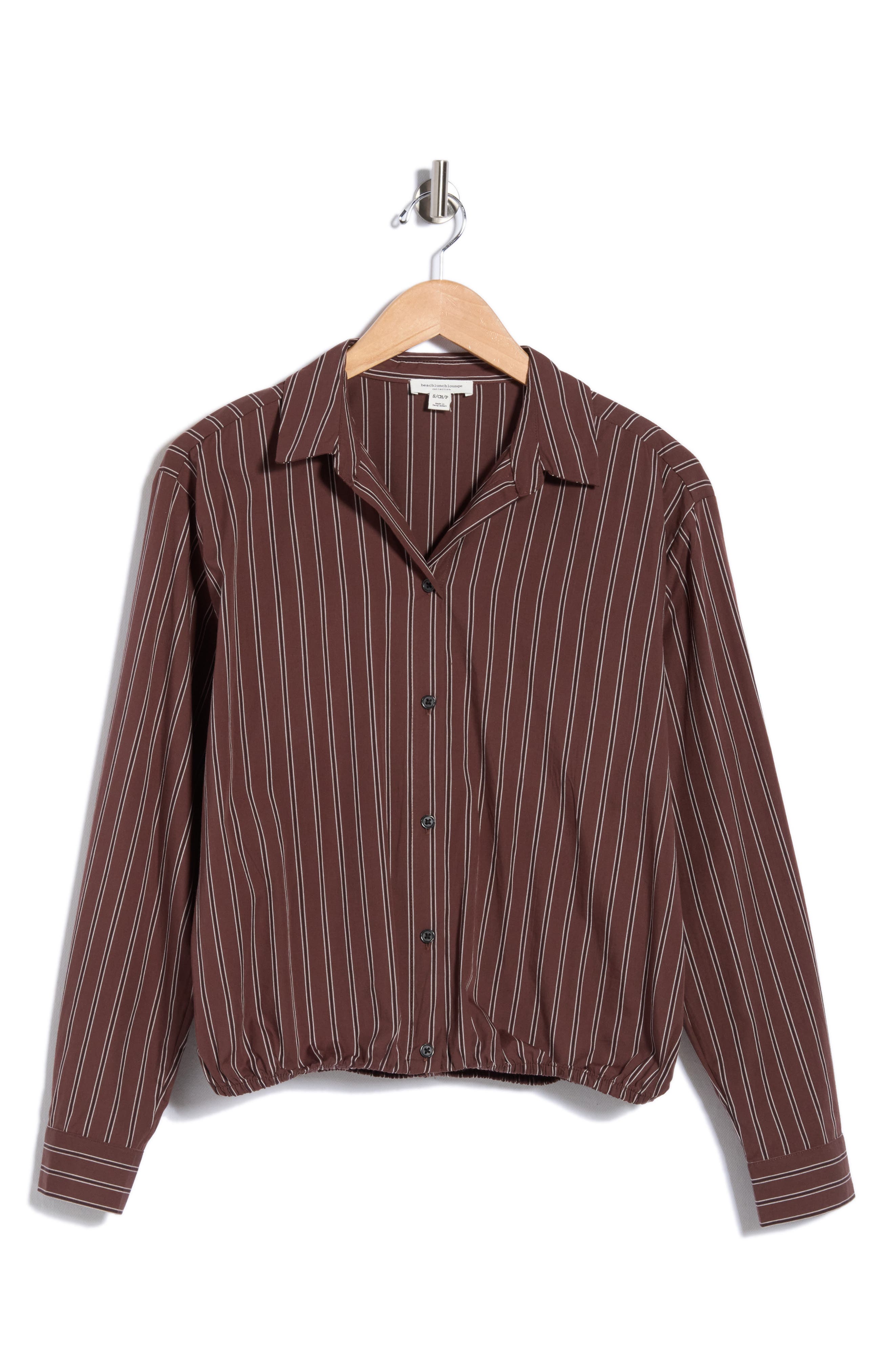 Marin Stripe Cotton Crop Bubble Hem Shirt