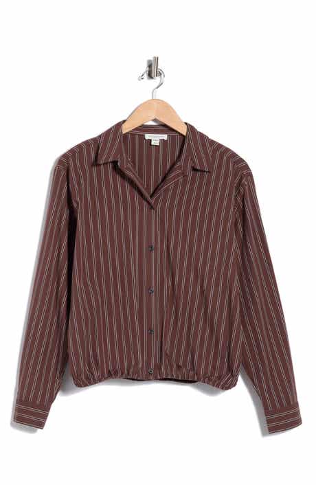 Marin Stripe Cotton Crop Bubble Hem Shirt