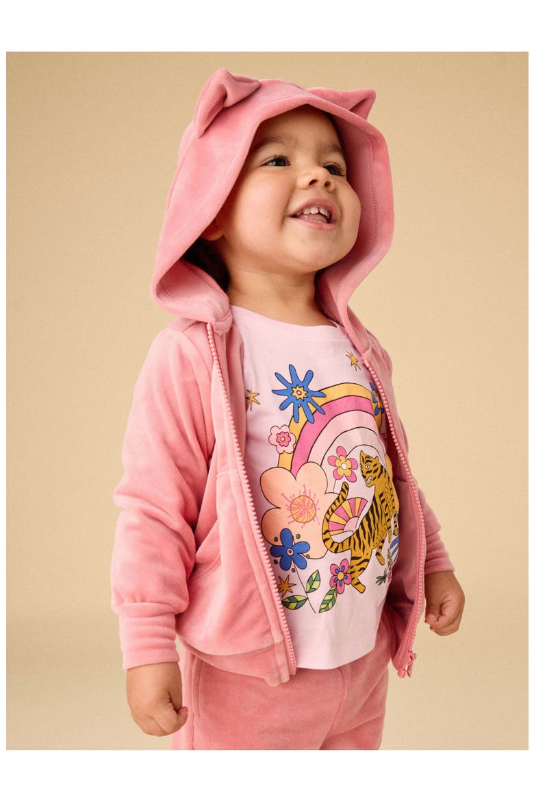 Cat Ears Velour Hoodie, Alternate, color, Mauveglow