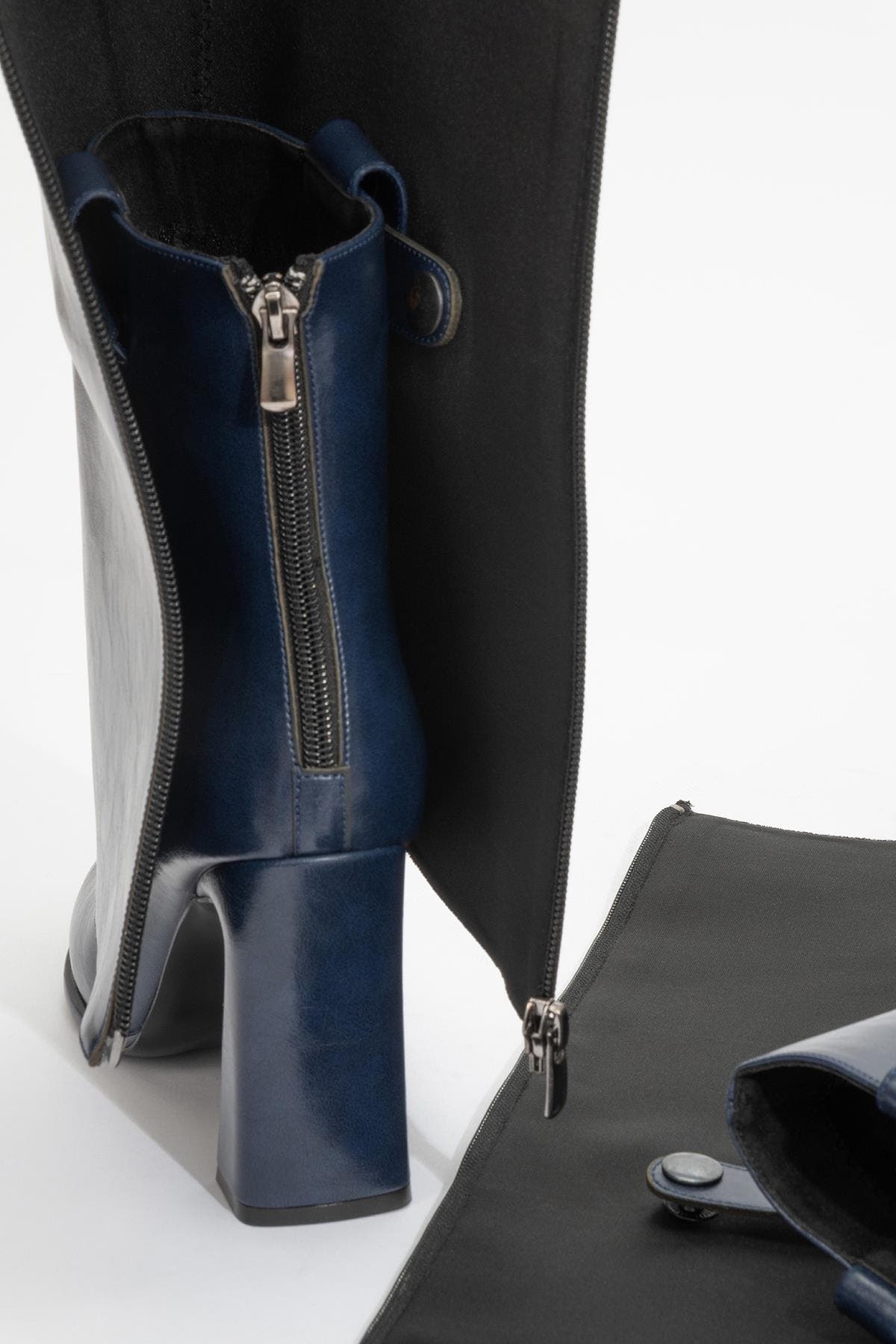 Aja Block Heel Convertible Knee High Boot, Alternate, color, Navy Faux Leather