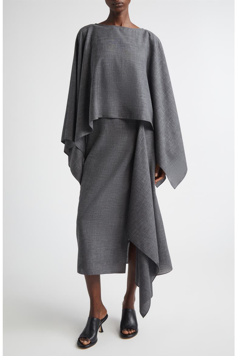 Layered Wool, Silk & Linen Caftan Dress, Main, color, DERBY MELANGE