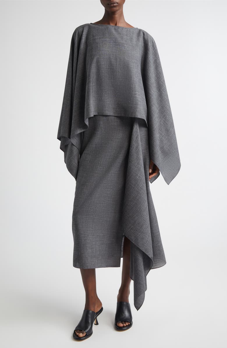 Michael Kors Collection Layered Wool, Silk & Linen Caftan Dress, Main, color, Derby Melange
