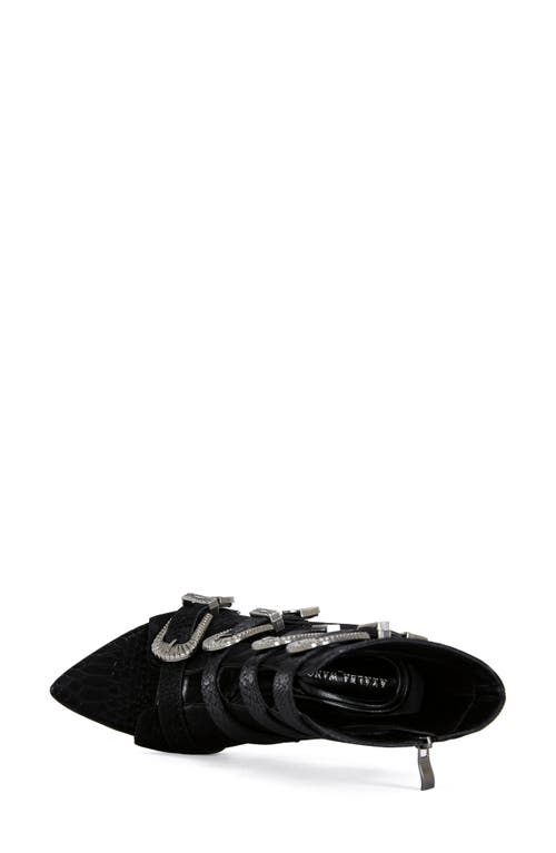 Azalea Wang Tjeerd Snakeskin Embossed Open Toe Bootie In Black