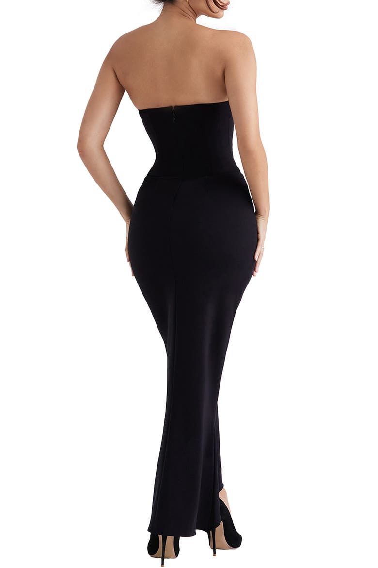 Sabine Strapless Stretch Crepe Dress, Alternate, color, BLACK