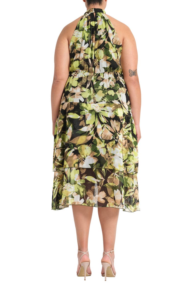 Chlora Print Ruffle Sleeveless Dress, Alternate, color, IVY