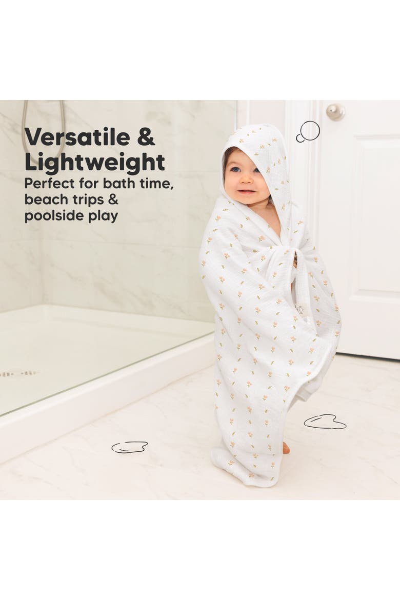 Lyra Muslin Hooded Towel, Alternate, color, Tulips