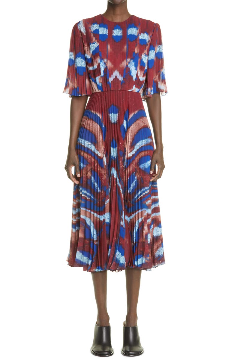 Altuzarra Constance Butterfly Print Pleated Midi Dress, Main, color,