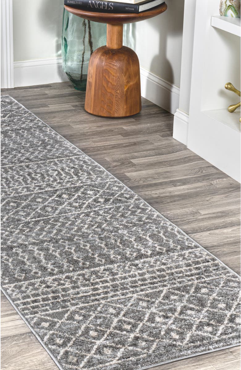 JONATHAN Y Arta Moroccan Vintage Geometric Area Rug, Alternate, color, Gray/Cream