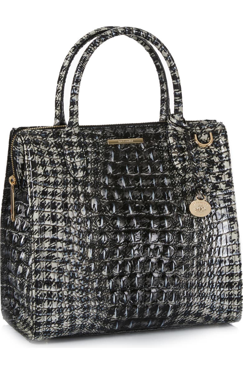Brahmin Caroline Croc Embossed Leather Satchel, Alternate, color,