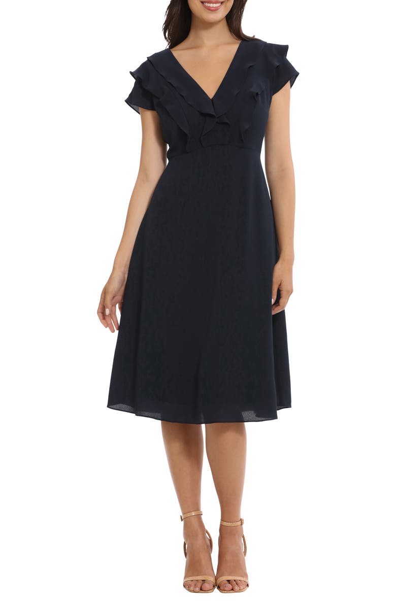 London Times Ruffle Fit & Flare Dress, Main, color, 