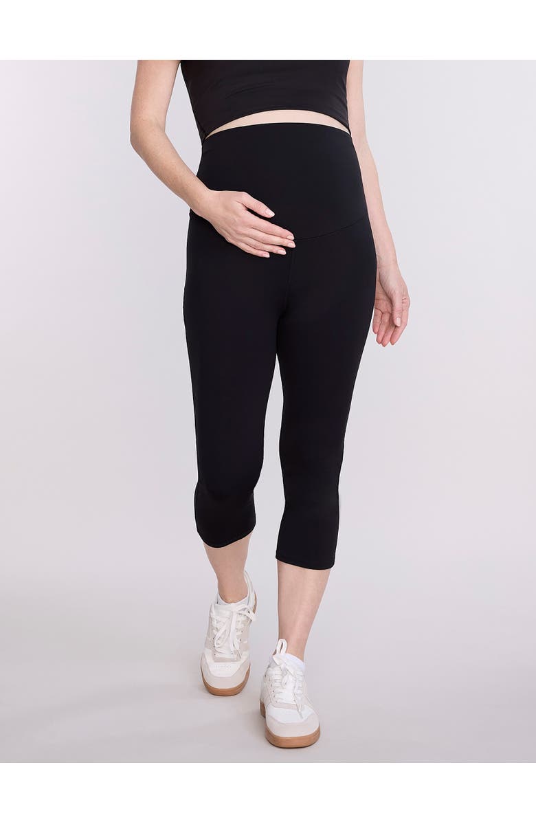 MOTHERHOOD MATERNITY Over the Belly Active Capri Legging, Main, color, Black