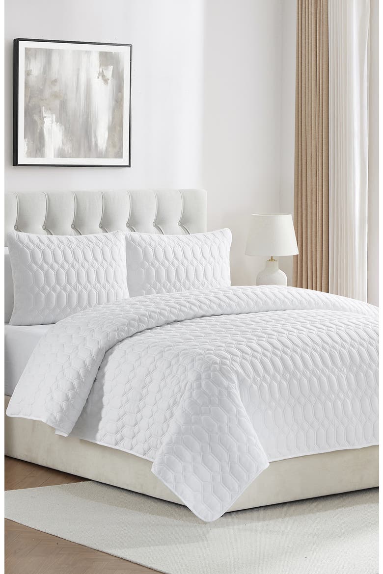 Diamond 3-Piece Quilt Set, Alternate, color, WHITE