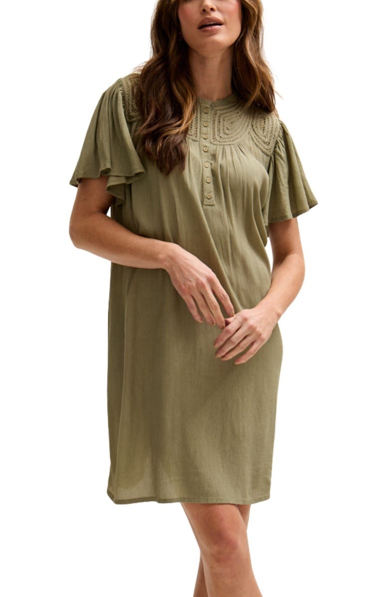LILY AND LIONEL Roma Angel Sleeve Mini Dress, Alternate, color, Green