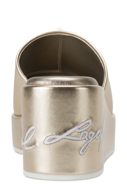Karl Lagerfeld Paris Calvina Platform Wedge Sandal In White Gold