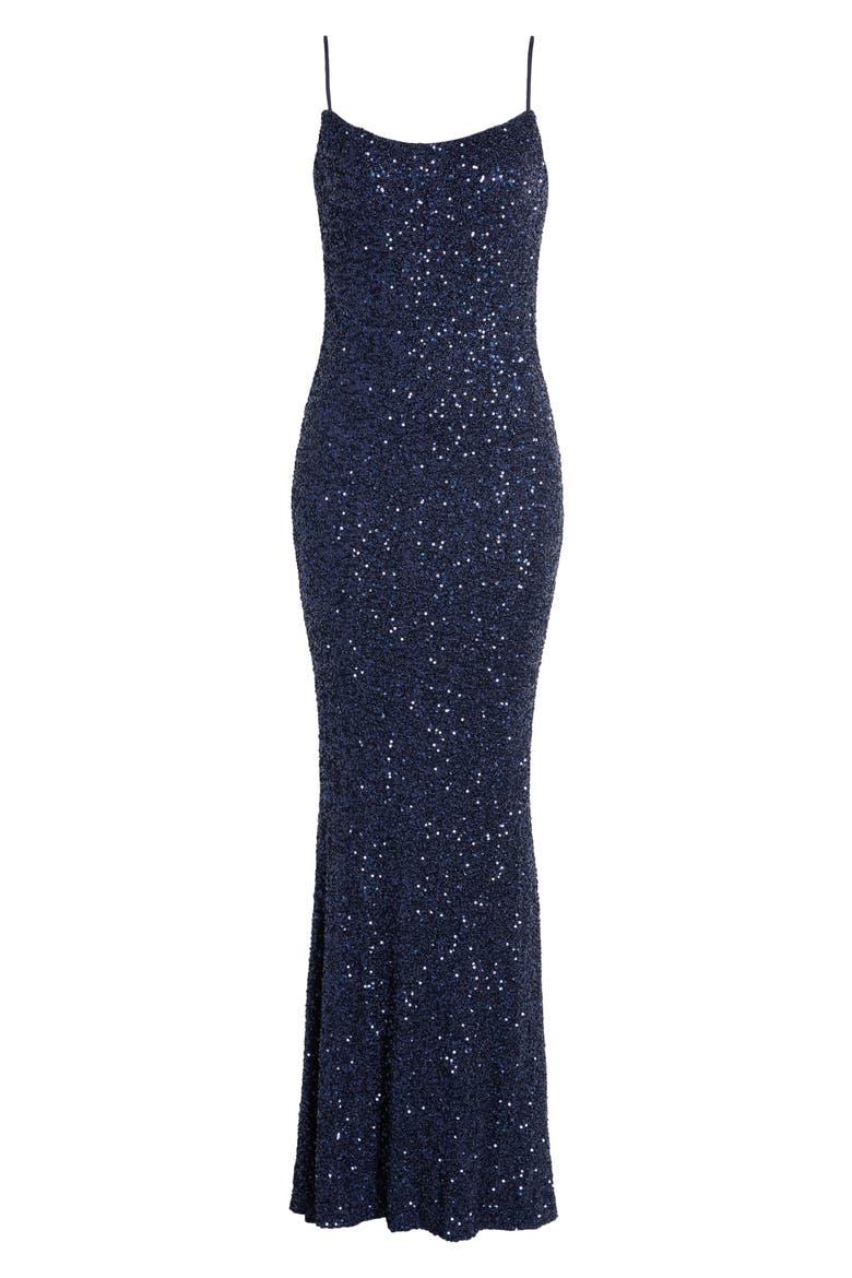 Sequin Trumpet Gown, Alternate, color, NAVY