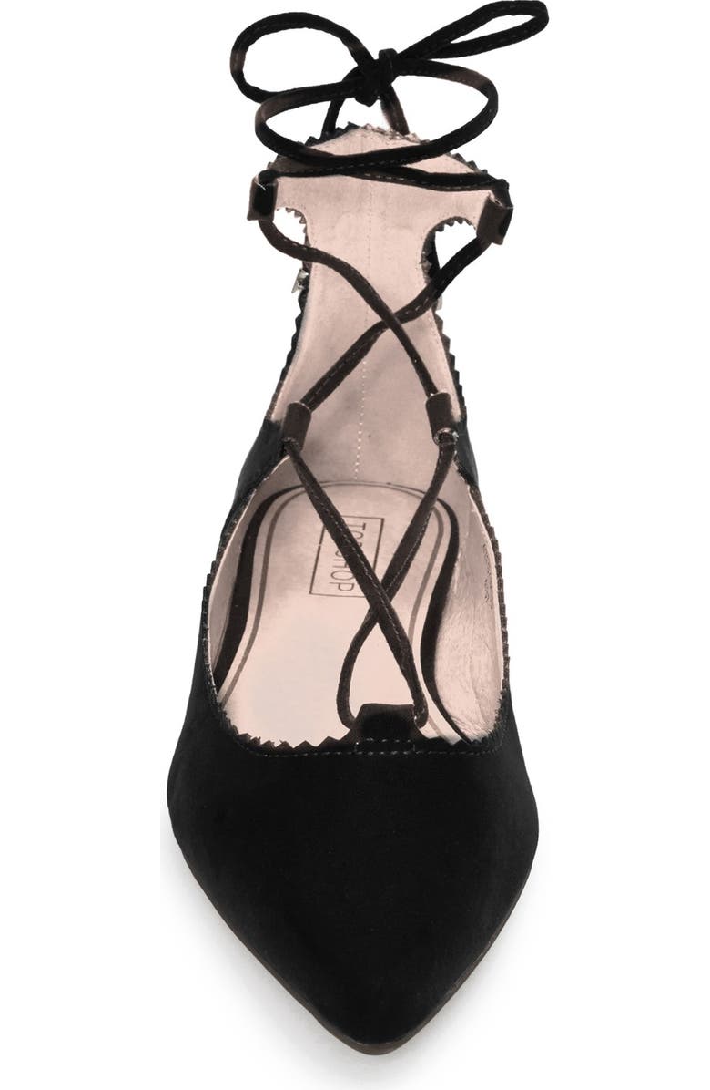 Topshop 'Finest Shillie' Lace-Up Pointy Toe Flat, Alternate, color,