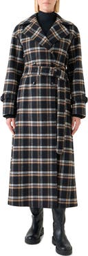 Akris punto Plaid Double Face Wool Blend Trench Coat
